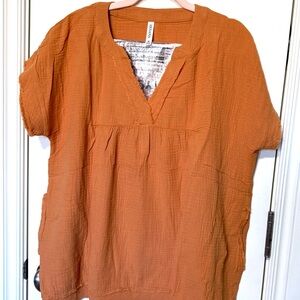 Zenana Cotton Gauze Rust Colored Top NWT